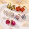 Flower Petal Beads Big Round Drop Earrings For Women Long Earrings Handmade Jewelry Gift boho - Image 2