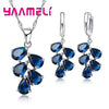 Anniversary Gift For Women Silver Color Jewelry Sets Cubic Zirconia Pendants Necklaces Charm Hoop Earrings - Image 2