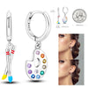 Silver Hoop Earrings For Woman Zircon Heart Shape Star Eardrop Earring Jewelry - Image 27