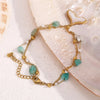 Gold Plated Stainless Steel Stone Double Layer Fishtail Anklet Chain Beach Party Jewelry - Image 6