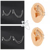 ZS 20G 2Pcs/lot Heart Moon Double Layer Chain Stainless steel Ear Chain Moon Spike Crystal Ear Stud Cartilage Earrings Jewelry - Image 2
