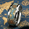Vintage World Map Compass Ring Retro Ocean Theme Men Stainless Steel Ring High Polished Nautical Traveler Jewelry Gift for Him - Image 1