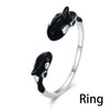 Silver Cube Zirconia Snake Ring Women Open Adjustable CZ Finger Ring Party Jewelry Necklace Clover Charm Love - Image 7