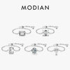 5 Style Clear CZ Link Chain Ring Silver Adjustable Charm Gold Color Rings For Women Wedding Jewelry - Image 1