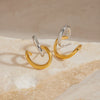 Two Tone Irregular Line Earrings Gold Color Plated Stainless Steel Wrapped Hollow Earrings Women's Jewelry - Image 5