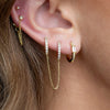 1pc Stainless Steel Link Chain Hoop Earrings Double Circle Cubic Zirconia Square Pendant Cartilage Earring Piercing Jewelry - Image 1