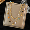 316L Stainless Steel Geometric Pendant Necklace with Colorful Crystal Accents - Image 7