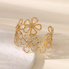 Dainty Flowers Stainless Steel Bracelet Gold Color Open Cuff Bangle for Women Wedding Jewelry Vacation Party Accessories Gifts - Image 4