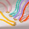 Rainbow Cat's Eye Glass Bead Chain Necklace Gold Plated Stainless Steel Collar Chain Colorful Jewelry for Women Unique Gift - Image 2