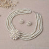 Vintage Style Pearl Wedding Necklace Earring Jewelry Set, Suitable for Weddings, Performances, Christmas, Halloween Gifts - Image 4