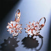 Rose Gold Color Hoop Earrings Flower Cluster Clear CZ Crystal Zirconia Earring for Women Jewelry - Image 2