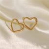 2pcs Gold Color Stainless Steel Heart Earrings Studs For Women Girl, Simple Punk Hoop Earrings Piercing Jewelry Gift - Image 4
