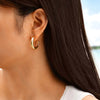 Three Pieces Set High-polished Stainless Steel C-shaped Earrings for Women, Minimalist Gold Plated Hoop Earrings - Image 5