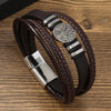 Handmade Leather Wrap Bracelets for Men Lucky Life Tree Charm Punk Layered Cuff Bracelet Male Wristband Hand Jewelry Accessories - Image 4