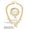Stainless Steel Set Elegant Heart Beads String Chain Double Layered Necklace Bracelet Set For Women Jewelry Everyday wear - Image 4