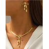 Aomogo Stainless Steel Set Bow Tie Pendant Snake Bone Chain Earrings Necklace Set for Women Jewelry Daily Match - Image 1
