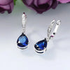 Copper Women Drop Earrings Blue Droplet Like Dangle Earring Blue Gemstone Earrings Women - Image 1