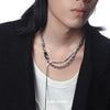 Double Layered Square Tassel Necklace For Man Titanium Steel Clavicle Chain Korean Design Jewelry Kpop Accessories - Image 3