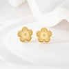 Stainless Steel Golden Plum Blossom Five Leaf Flower Stud Earrings For Women Clover Jewelry Gift - Image 3