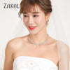 Brilliant Zirconia Leaf Necklace Earrings Rings Bracelets Set for Women CZ Drop Bridal Wedding Jewelry Sets - Image 20