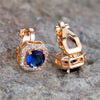 Crystal Round Stone Clip Earrings For Women Rose Gold Silver Color White Green Blue Zircon Jewelry Simple Gifts - Image 2