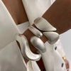 Wide Wave Cuff Bangle in Matte Gold-Tone and Silver-Tone Alloy - Image 4