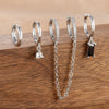 4PCS Stainless Steel Long Chain Pendant Earrings Set for Woman Little Huggies Hoop Earrings Cartilage Piercing Jewelry - Image 8