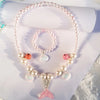 Ocean shell bracelet colorful fishtail necklace gradual change color pearl mermaid children's bracelet necklace set - Image 11