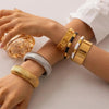 Stainless Steel Texture Flex Snake Chain Cuff Bracelet Retro Elasticity Thick Metal Polish Gold Plated Bangle - Image 3