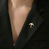 Stainless Steel Swallow Bird Pin Brooch for Women Gold Color Suit Collar Badges Jewelry Gift - Image 2