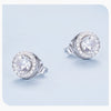Silver Halo CZ Heart Stud Earrings Round Earrings Set Classic Engagement Jewelry for Couples - Image 13