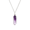 1Pc Hexagonal Cylindrical Crystal Necklace Wire Wrap Stone Pendant Stone Amethyst Necklace Valentine's Day Gift - Image 2