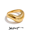 6789# Minimalist Smooth Stainless Steel Metal Geometric Unusual Ring for Women Gold Color Distinctive Finger Jewelry - Image 1