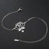 Lotus Pendant Bracelet Shiny Rhinestone Inlaid Double Hole Charm Bracelet Stainless Steel Wrist Jewelry Gift - Image 3