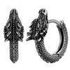 Personality Chinese Dragon Hoop Earrings for Women/Men Antique Metal Color Hip Hop Cool Guys Loong Earrings Jewelry - Image 7