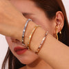 Stainless Steel Bangle Gold Silver Rose Gold Color Crystals Buckle Van Be Opened Bracelets Jewelry Women Men - Image 4