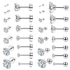 Round Cubic Zirconia Stud Earrings in Stainless Steel 3mm to 8mm - Image 1