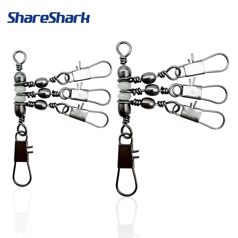 ShareShark 10pcs 4/6/8/10 Squid Jig Lure Swivels Fishing Bearing Rolling Swivel Ring Fishing Connector Fishing Accessories - Image 1