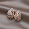 Korea jewelry gold plated black baking paint stereo zircon water drop earrings elegant women's daily accessories - Image 2