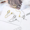 Gold Silver Color Plated Double Hole Link Chain Circle Hoop Earrings Zircon Star Lightning Eye Pendant Huggie Piercing Earring - Image 48