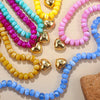 Colorful Acrylic Bead Choker Necklace with Heart Pendant - Image 1