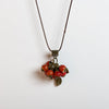 Adjustable Ceramic Bead Necklace with Leaf Pendant and Wax Cord - Image 8
