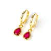 Stainless Steel Huggie Hoop Earrings with Colored Stone Details in Two-Piece Sets - Image 16