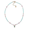 Water Drop Pendant Necklace with Beaded Chain in Gold Tone - Image 6
