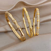 Elegant Diamond-encrusted Bone Bamboo Joint Shape Cuff Bracelet For Women Classic Plated Gold Shiny Temperament Jewelry Set - Image 3