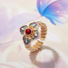 Silver Open Finger Ring Golden Enamel Donut Dazzling Geometric Punk For Women Jewelry Gift - Image 47