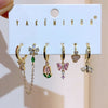 6pcs Pendant Earring Set Star Flower Butterfly and Simple Hoop Earrings Jewelry Gold Plated Accessory - Image 8