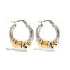Two Color Multi Loop Dangle Hoop Earring Modern Style Minimalist Stainless Steel Women Ears Jewelry - Image 1