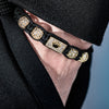 Men's Adjustable Black Braided Crown Design Bracelet with Sparkling Synthetic Zirconia Stones Elegant GoldenTone Rectangular - Image 1