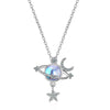 Silver Gradient Moonstone Star Moon Universe Diamond Zircon Women's Clavicle Pendant Necklace (40cm+3.5cm) - Image 1